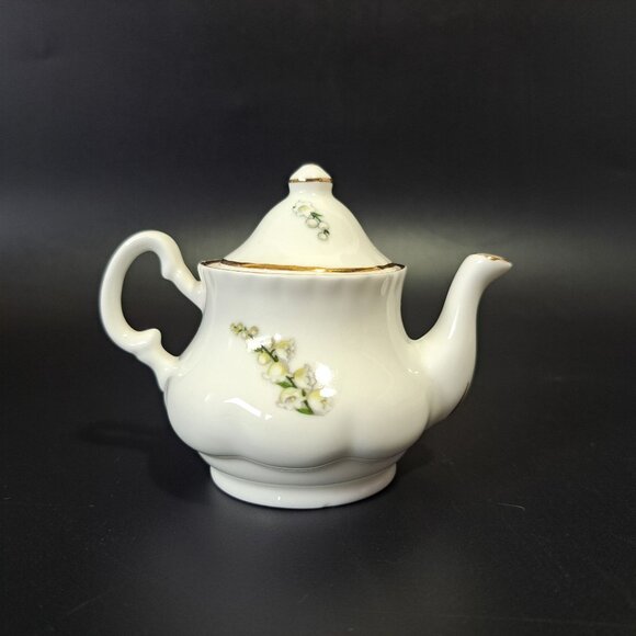 Staffordshire Collection Bone China Miniature Teapot Lily Floral Design Vintage - Picture 6 of 11